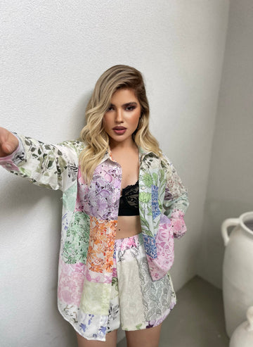 SET ME KEMISHE DHE PANTALLONA TE SHKURTER ME LULE