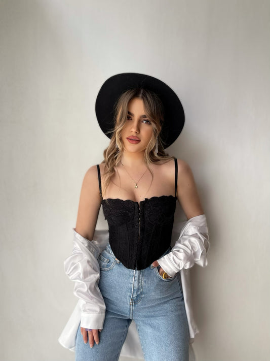 CROP ME DANTELLE TEK BUSTI