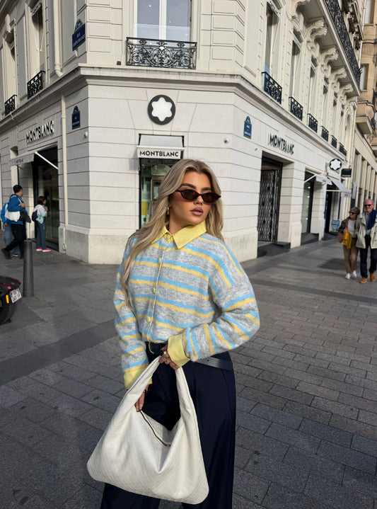 STRIPED KNIT CARDIGAN