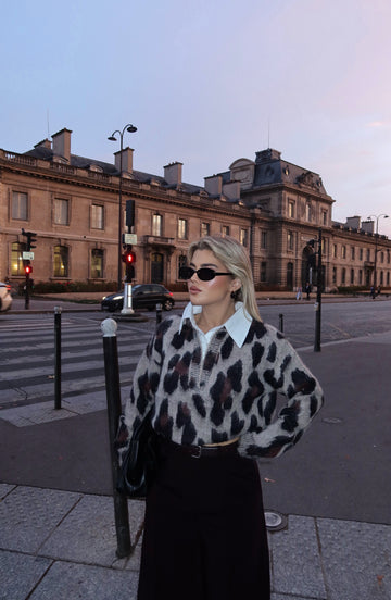 LEOPARD PRINT KNIT SWEATER