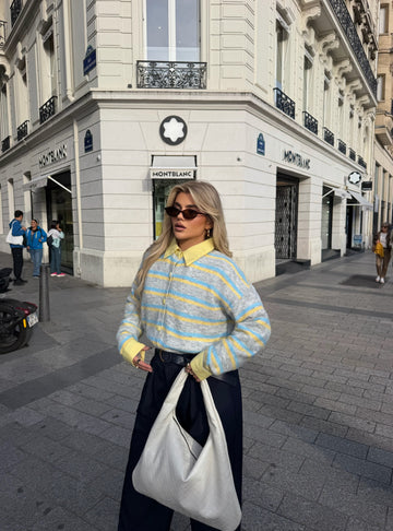 STRIPED KNIT CARDIGAN