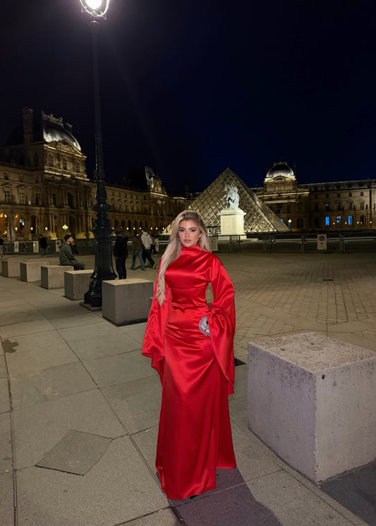 RED SATIN DRESS