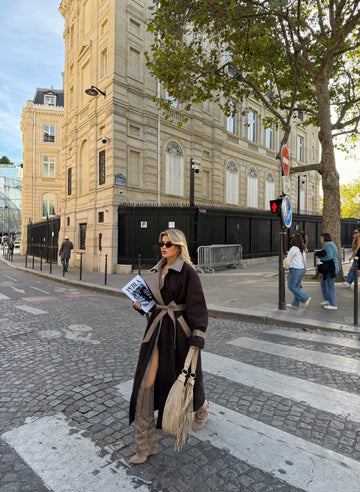 TWO-TONE BELTED TRENCH COAT
