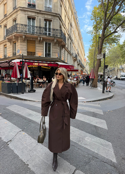 BROWN OVERSIZED TRENCH COAT