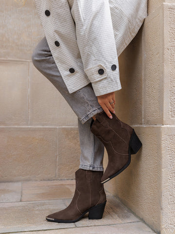 BROWN SUEDE ANKLE BOOTS