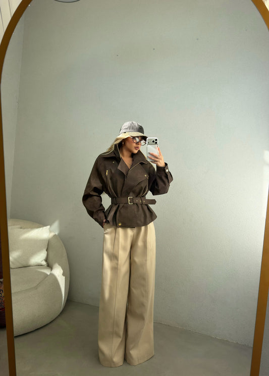 BROWN BELTED JACKET