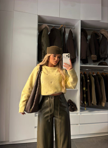 YELLOW SWEATER WITH DELICATE DETAILS