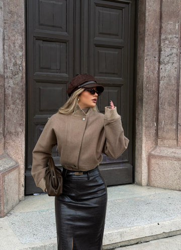 BROWN CROPPED JACKET