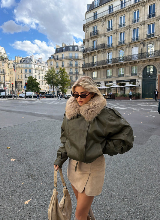 LEATHER JACKET WITH FUR LINING