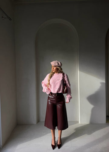 FAUX-LEATHER CAPRI PANTS